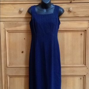 Navy Blue Pinstripe BCBG Column Dress Lined 4 XS S